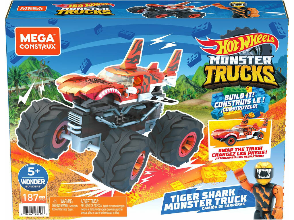 Mega Construx Hot Wheels Monster Trucks Tiger Shark Mattel GVM26
