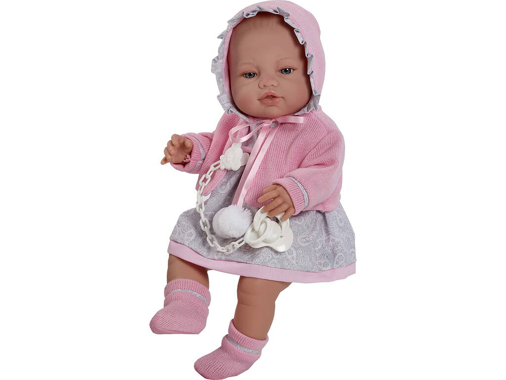 Neugeborenes Baby Puppe 42 cm. Berbesa-Strickjacke und -Kleid 5104