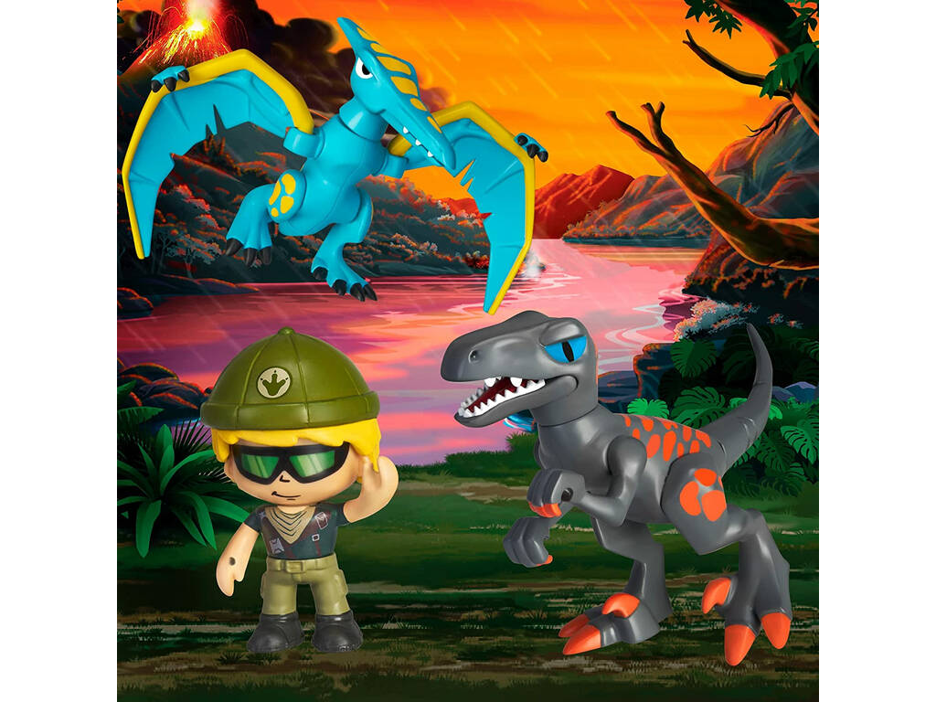 Pinypon Action Wild Pack 2 Dinossauros e Figura Famosa 700016684