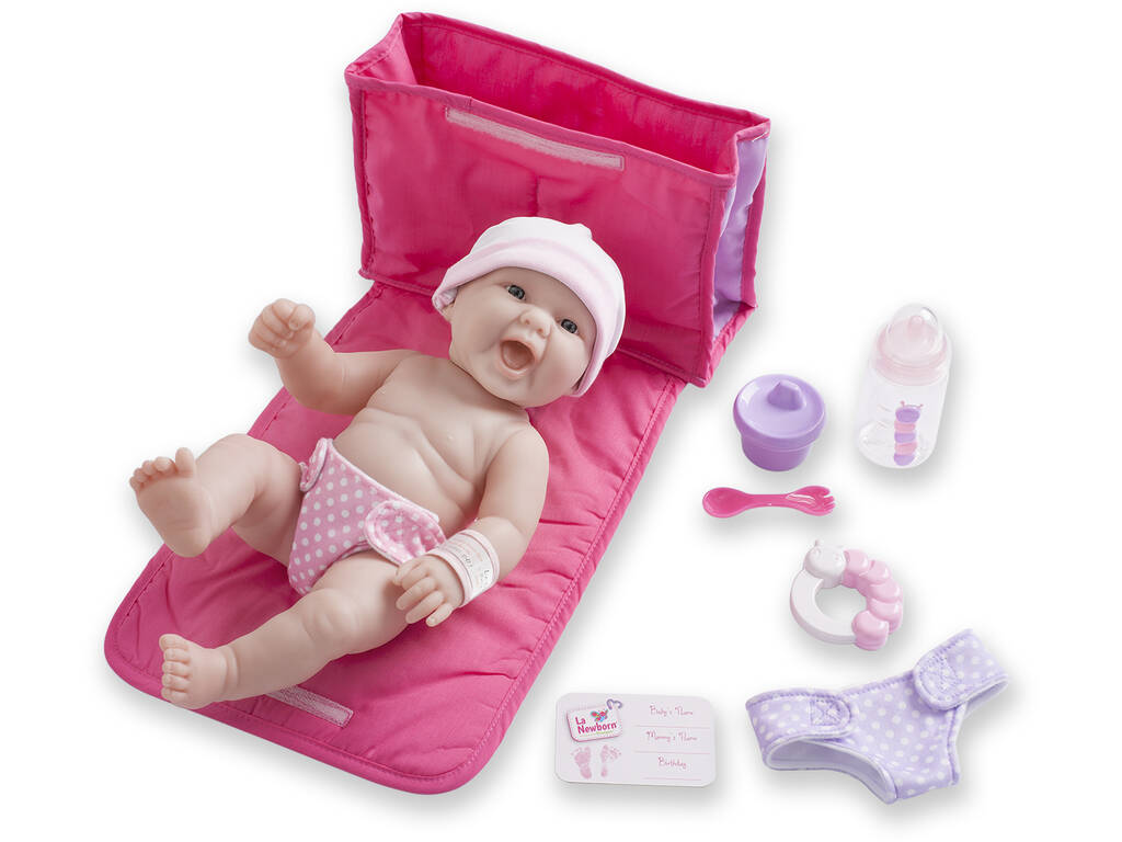 Set Neugeborene Puppe 33 cm Mit Wickeltasche JC Toys 18332