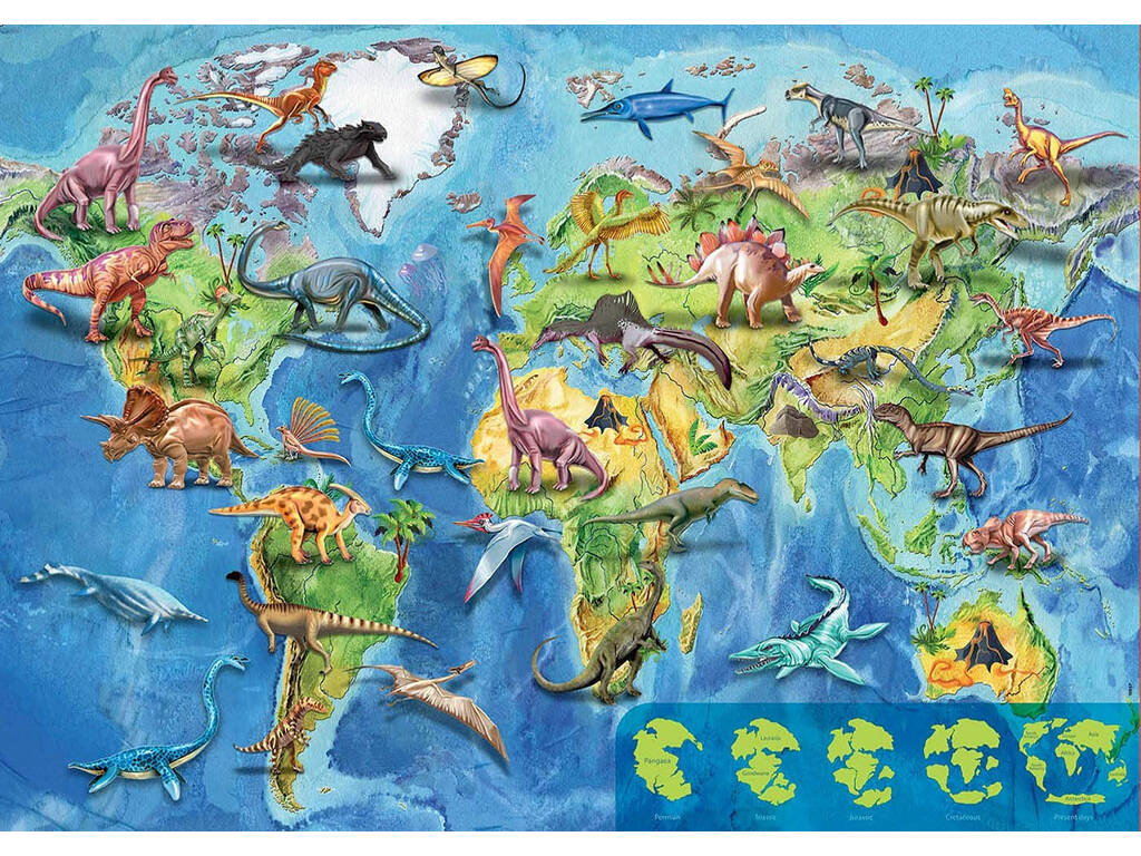 Casse-tête 150 Carte du monde des dinosaures Educa 18997
