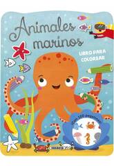 Livro Lminas e Autocolantes Animais Marinhos para Colorir Com Autocolantes