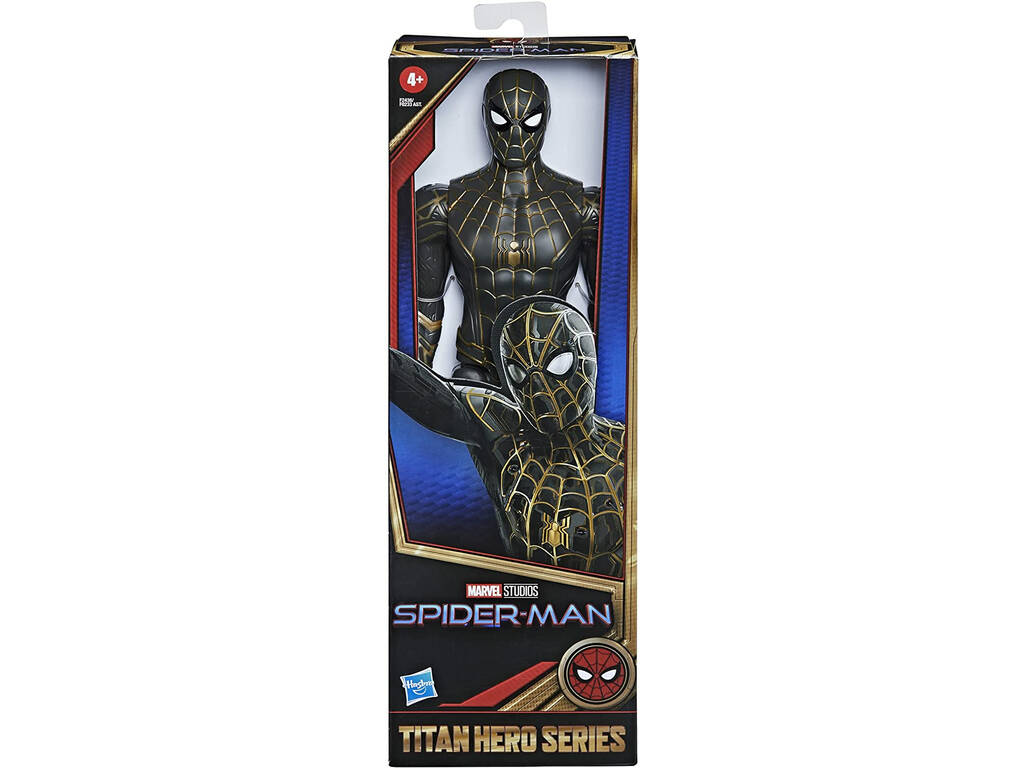 Figura Spider-Man Titan 29 cm. Fato Preto e Dourado Hasbro F2438