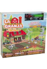 La ferme avec figurines, tracteur avec remorque et accessoires rouge