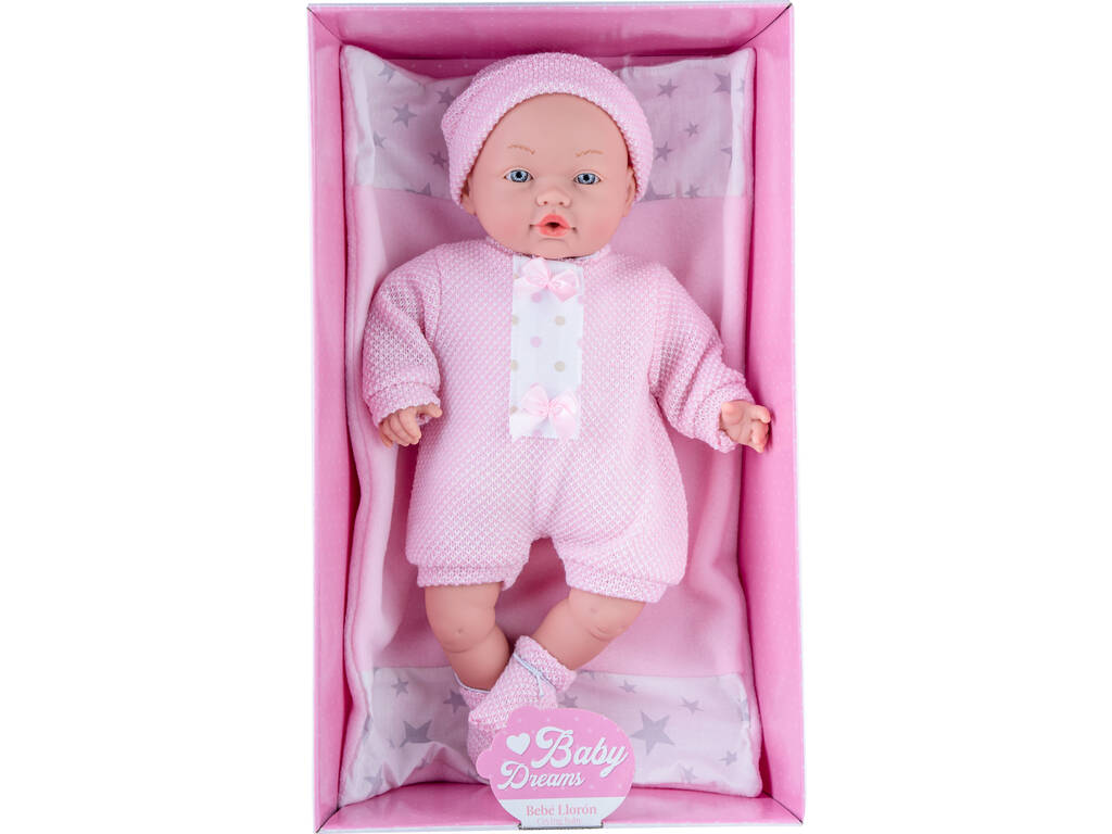 Puppe 40 cm. Llorona Mit Kleine Sterne-Decke Rosa Toys 3718