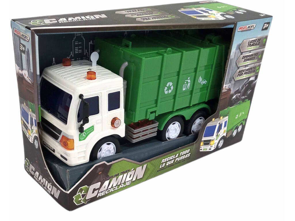 Camion dei rifiuti 23 cm. Attrito con luci e suoni