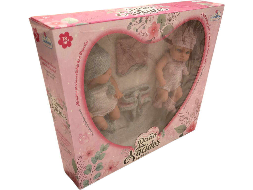 Set di 2 Bambole Bebè Sorelline 20 cm.