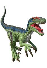 Dinossauro eletrnico Velociraptor verde com luz e sons