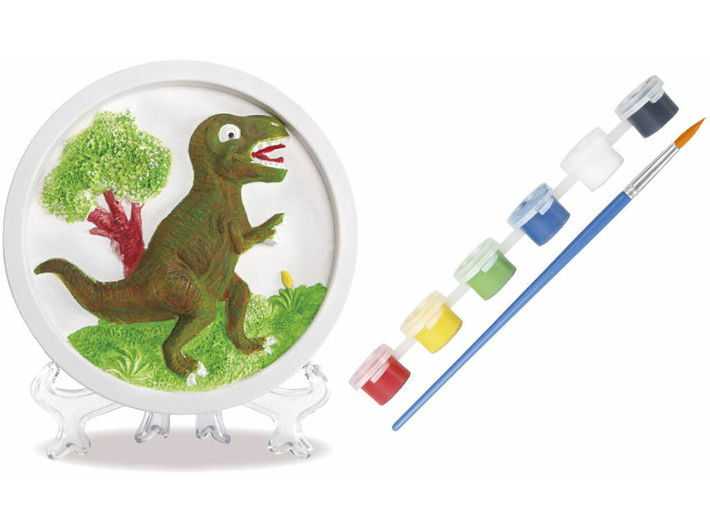 Plato Dinosaurios Escayola Coloreable