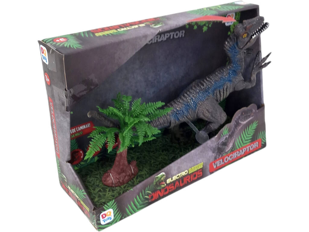 Dinosauro 32 cm. Velociraptor Camminatore con luce e suono
