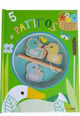 Livro Infantil de Pesca 1,2,3,4,5, Patinhos com Ímanes e Cana de Pescar