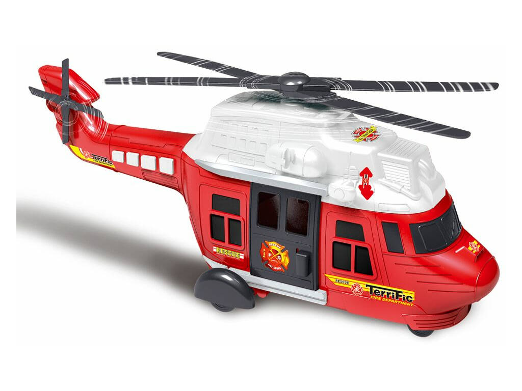 Hélicoptère de sauvetage rouge avec lumières et sons