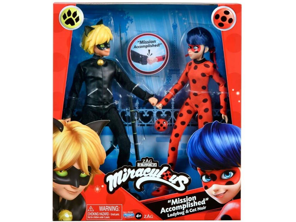 Ladybug Pack 2 Muñecas Ladybug y Cat Noir Bandai P50365