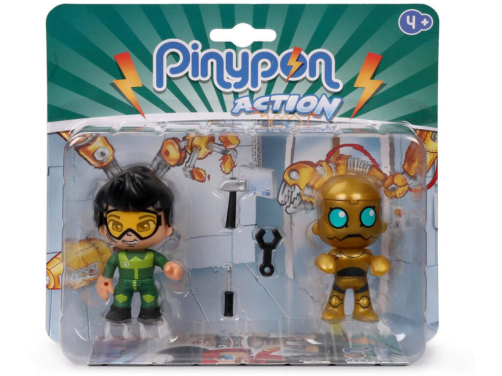 Pinypon Action Pack 2 Figurines Robot et Mécanicien Famosa 700017034
