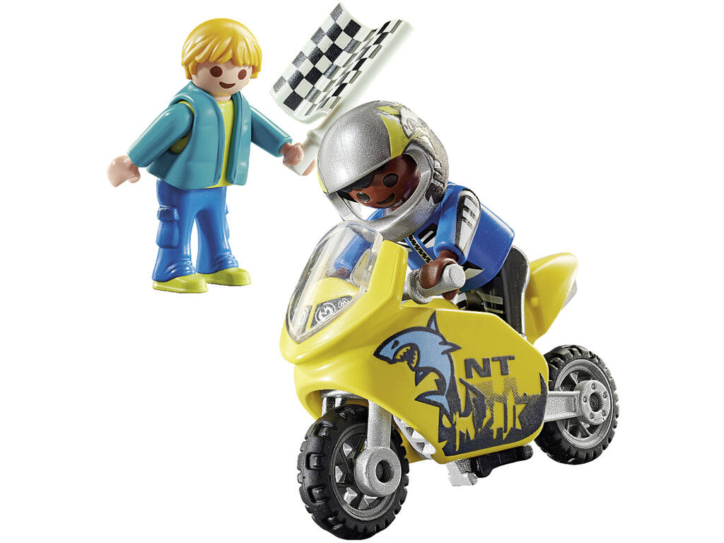 Playmobil Garçons avec moto de course 70380