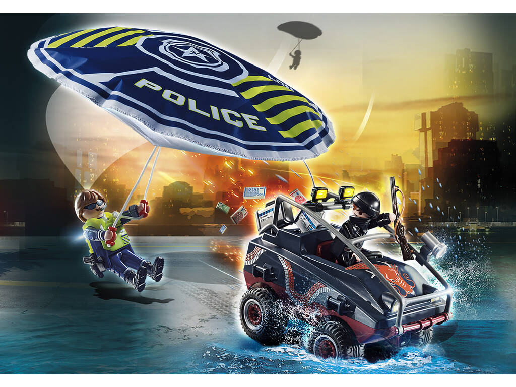 Playmobil Polizei-Fallschirm-Amphibienfahrzeug-Verfolgung 70781