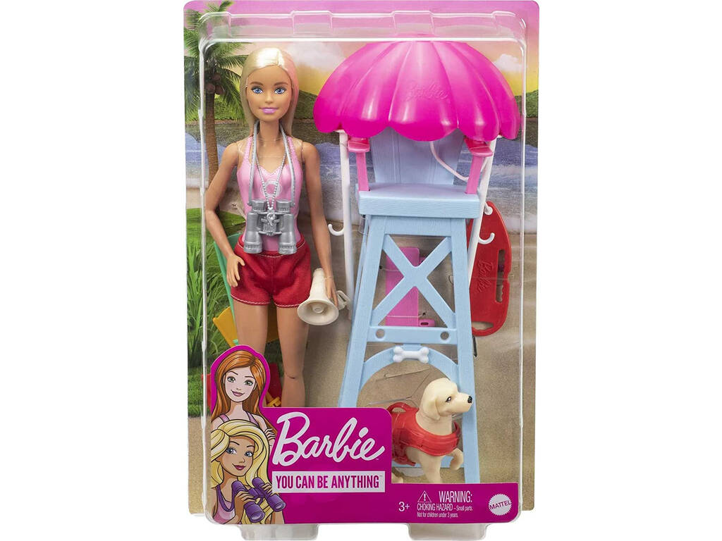 Barbie Lifeguard mit Hund und Stuhl Mattel GTX69