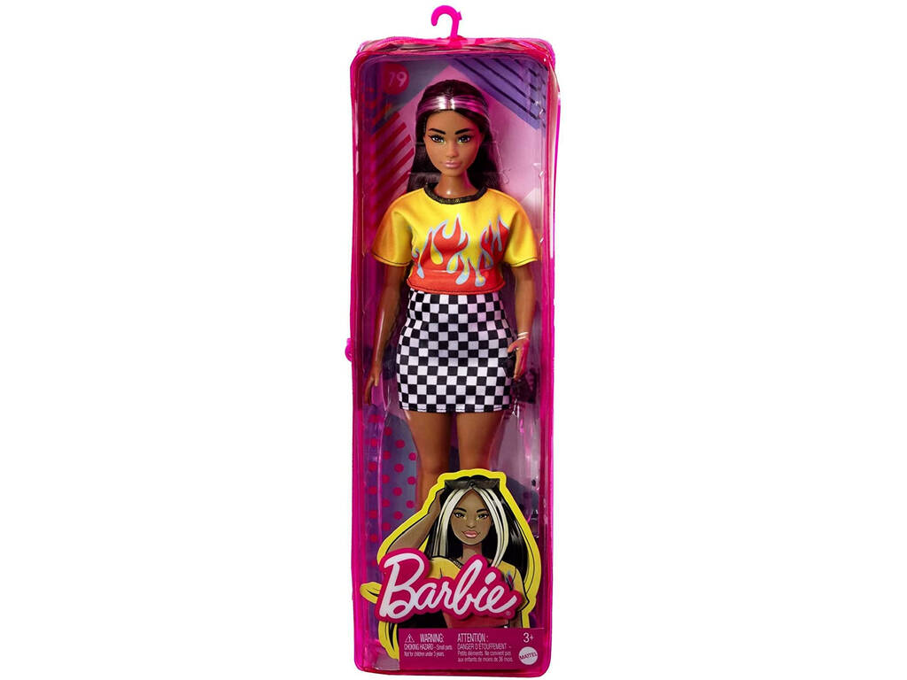 Barbie Fashionista Top mit Flammen und kariertem Rock Mattel HBV13