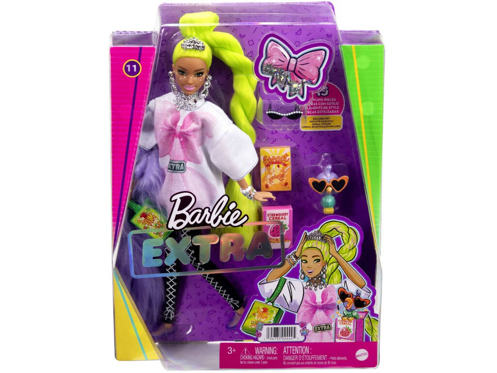 Barbie Extra Pelo Verde Neón Mattel HDJ44