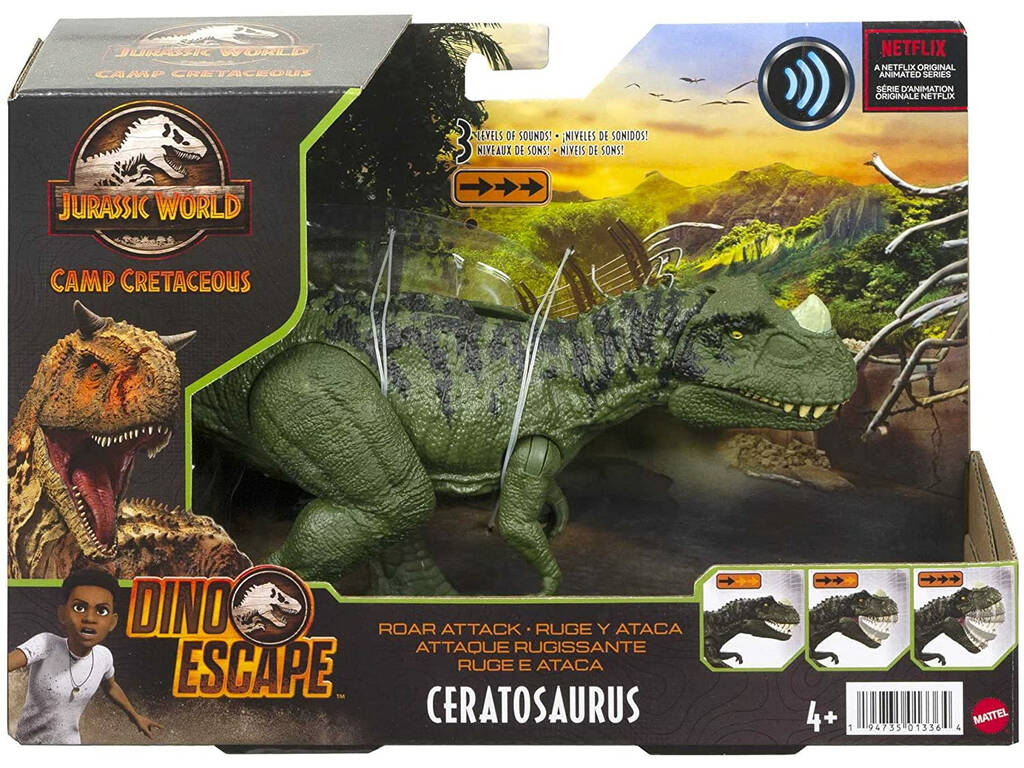 Jurassic World Ceratosaurus Attacco Ruggente Mattel HCL92