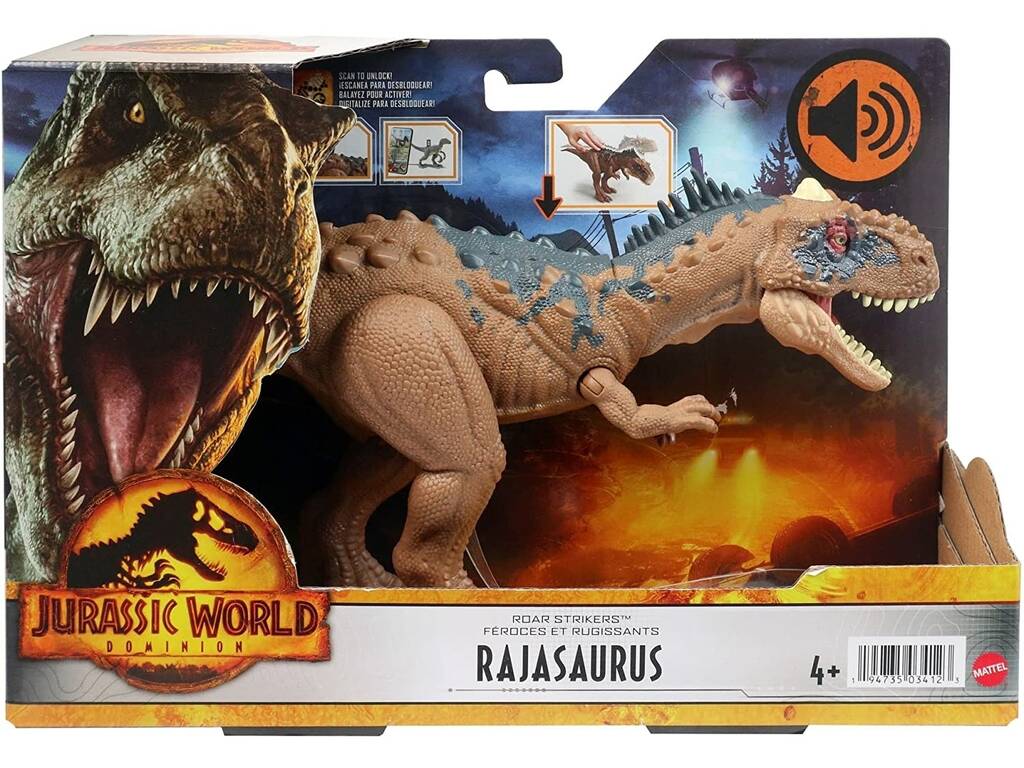 Jurassic World Dominion Rajasaurus Roar Strikers Mattel HDX35