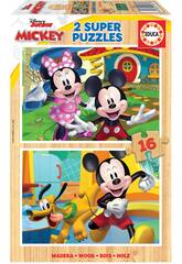 Puzzle Legno 2x16 Mickey e Minnie Educa 19287