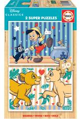 Puzzle 2x50 Disney Classics (Pinocchio + Der König der Löwen)