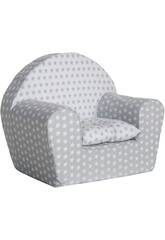 Fauteuil Etoiles Gris / Blanc avec coussin Llopis 42059