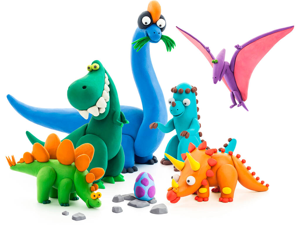 Hey Clay Série Dinosaures Boîte à dinosaures 18 pots Euroswan pour enfants HC18005
