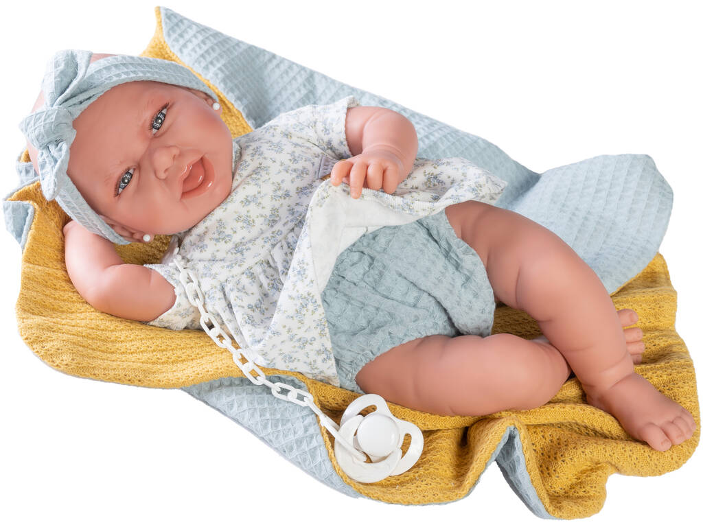 Carla Neugeborene Puppe mit Decke und Ohrringen 42 cm. Antonio Juan 33229