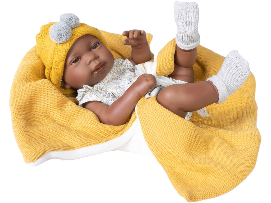 Bambola neonata Mulato con coperta 42 cm. Antonio Juan 50287