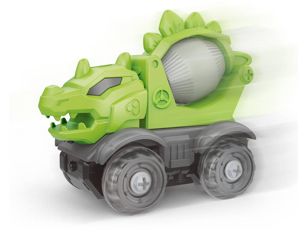 Assemblez votre camion malaxeur à béton vert et gris Dino avec des outils