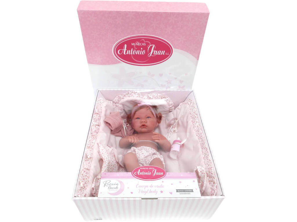 Bambola neonata con capelli e fasciatoio 42 cm. Antonio Juan 1005 ESP