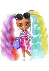 Barbie Extra Mini Muñeca Vestido Margaritas y Coletas Arcoíris Mattel HHF82