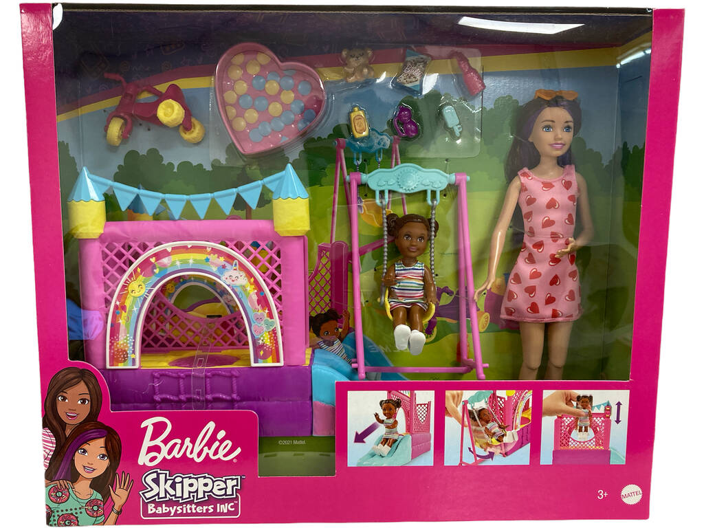 Barbie Skipper Niñera con Castillo Inflable Mattel HHB67