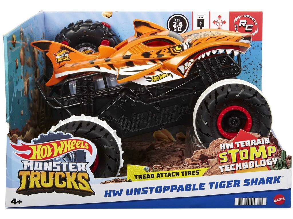 Hot Wheels Monster Trucks HW Unstoppable Tiger Shark Radio Control Mattel HGV87