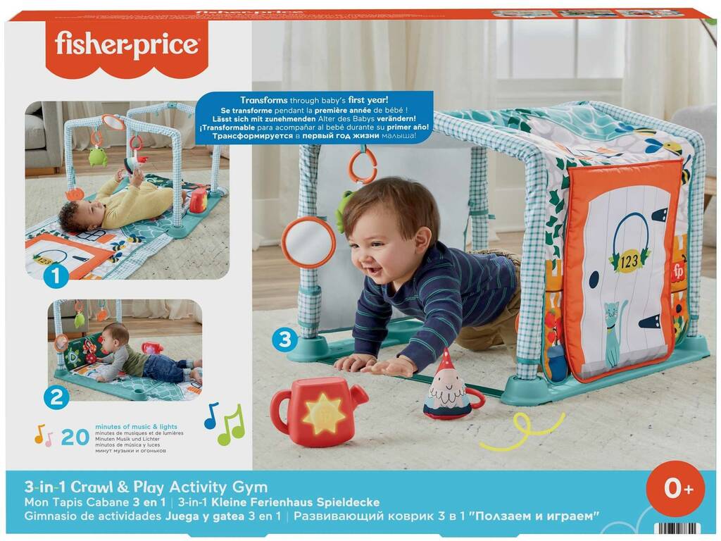 Fisher Price Gimnasio de Actividades Juega y Gatea 3 en 1 Mattel HJK45