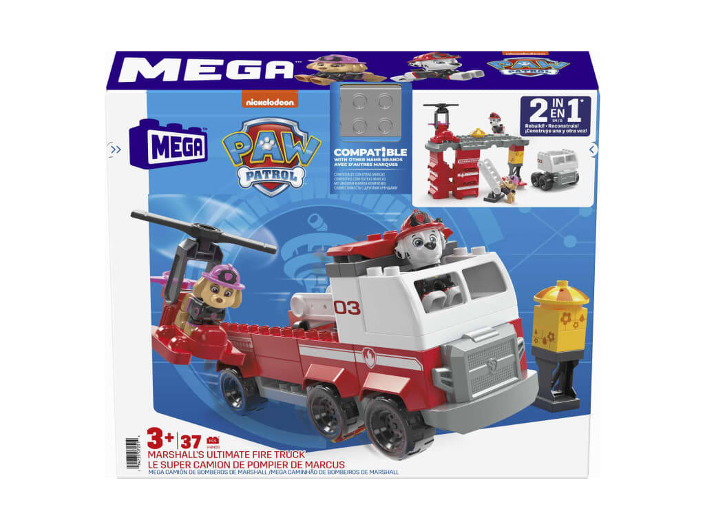 Paw Patrol Mega Bloks Caminhão de Bombeiros de Marshall Mattel HHN05