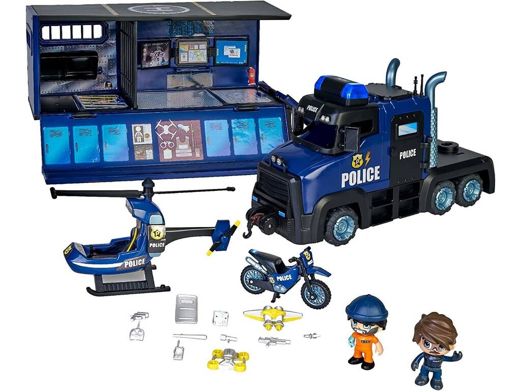 Pinypon Action Súper Camión de Policía con Figuras y Accesorios Famosa 700017344