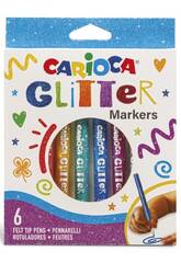 Scatola di 6 pennarelli glitterati a punta fine Carioca 42190
