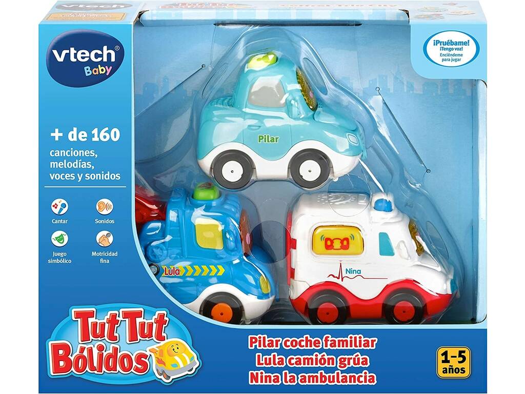 Tut Tut Bolidos Set Pilar Family Car, Lula Truck Crane et Nina the Ambulance Vtech 242187