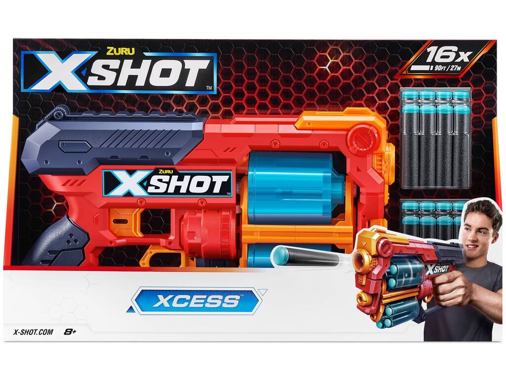 X-Shot Xcess Pistola con 16 Dardos Zuru 36436