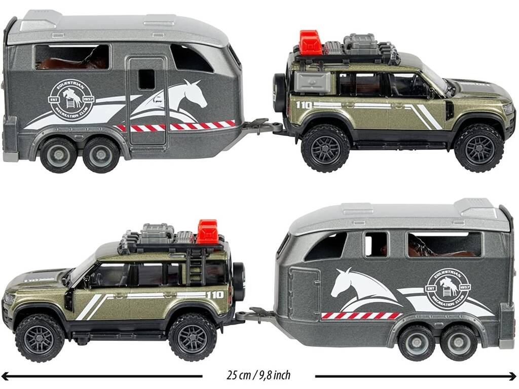Fahrzeug Gs Land Rover mit Anhänger Pferde Licht und Sound 25 cm. Simba 213776000