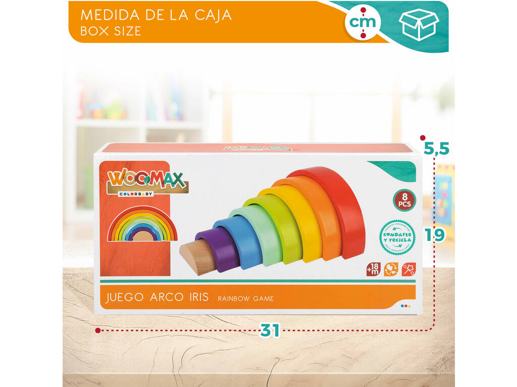 Jogo Arco-íris Madeira 8 Peças Baby Color 46479