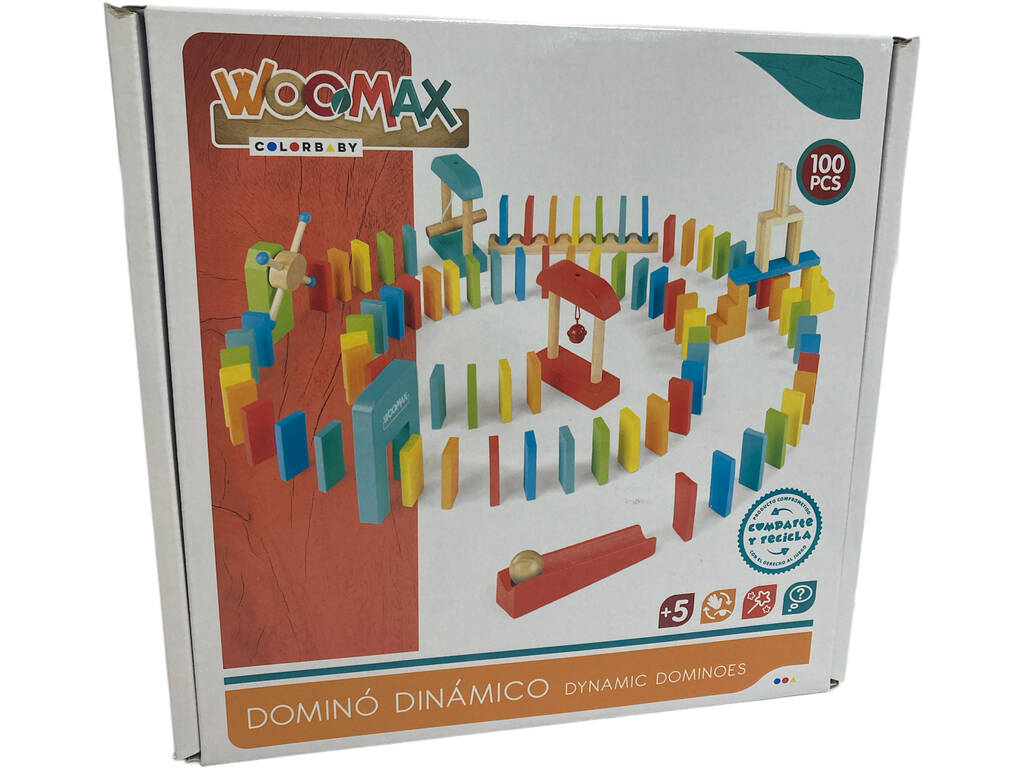 Domino di legno dinamico 100 pezzi Color Baby 49325