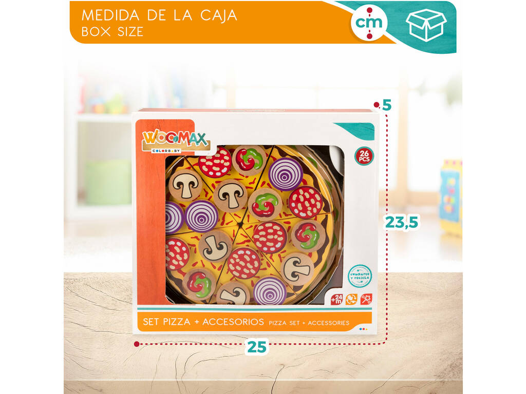 Conjunto Pizza de Madeira 27 Peças Baby Color 49334