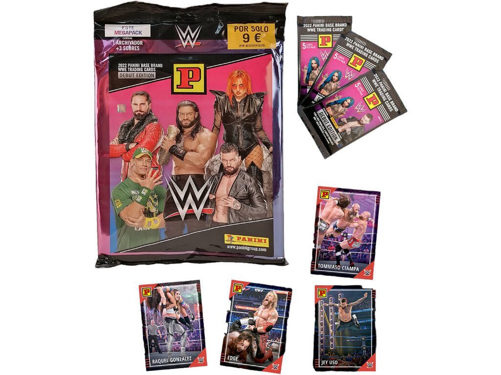 WWE Trading Cards 2022 Debut Edition Megapack Arquivador con 3 Envelopes Panini