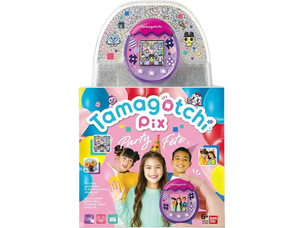 Tamagotchi Pix Party Roxo e Cor-de-Rosa Bandai 42905