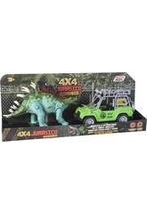 grünen Geländewagen und Stegosaurus mit Licht- und Sound-Set
