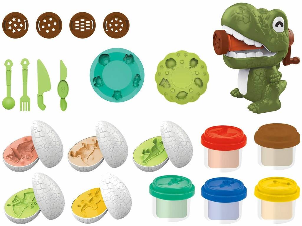 Ensemble de pâte à modeler Dino World avec 4 pots et accessoires
